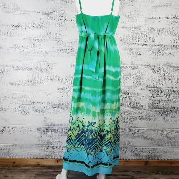 Dressbarn Green Maxi Surplice Neckline Sleeveless Dress Sz 10 - Picture 8 of 13